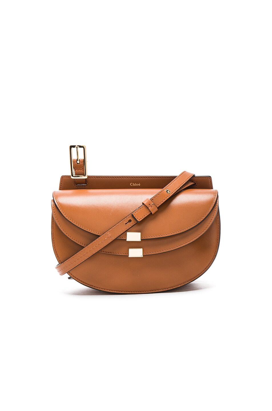 Image 1 of Chloe Mini Leather Georgia Bag in Caramel