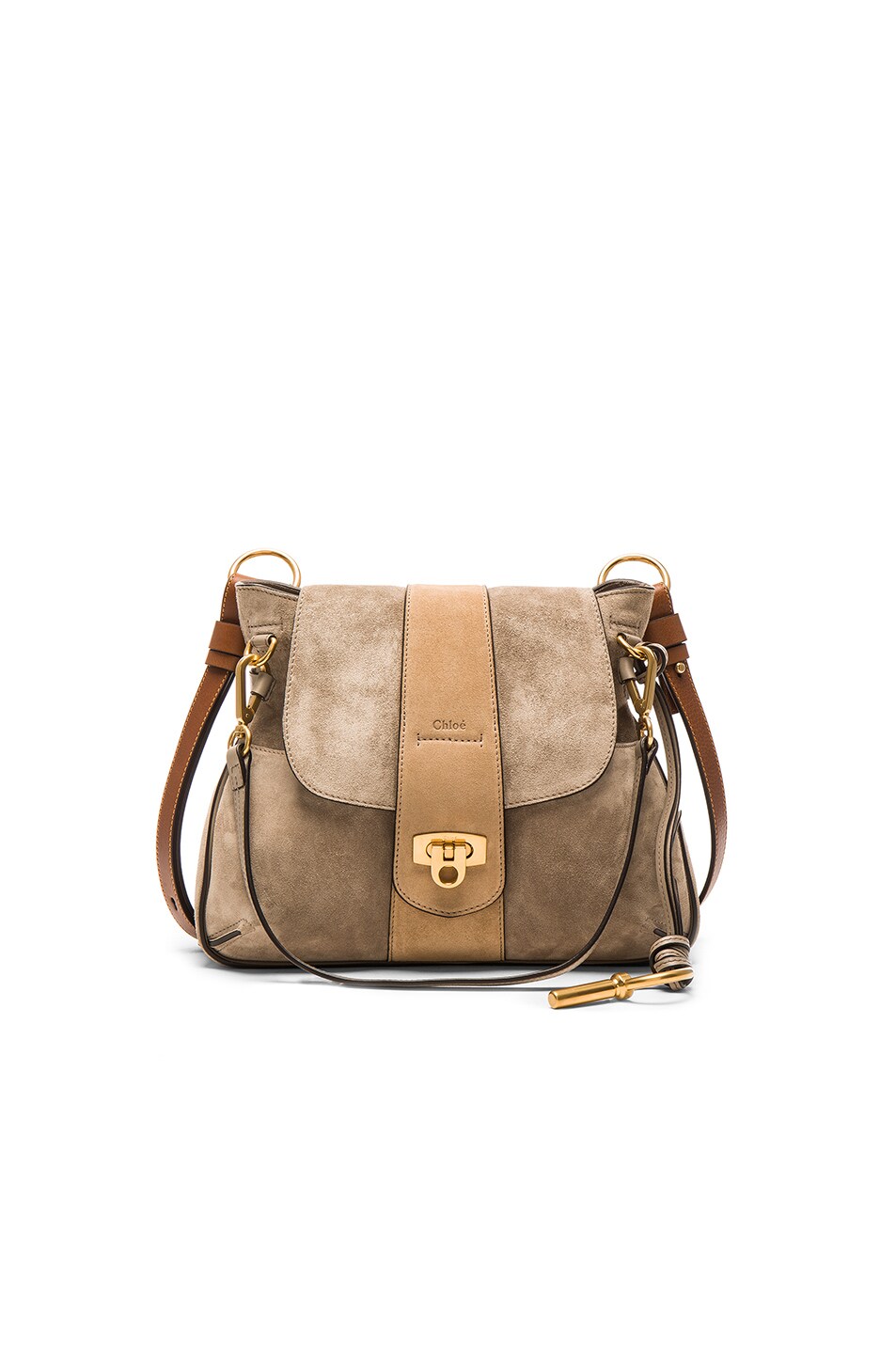 Image 1 of Chloe Small Lexa Suede Shoulder Bag in Motty Grey