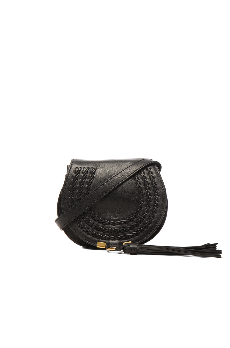 Image 1 of Chloe Small Leather Braid Marcie Satchel in Black