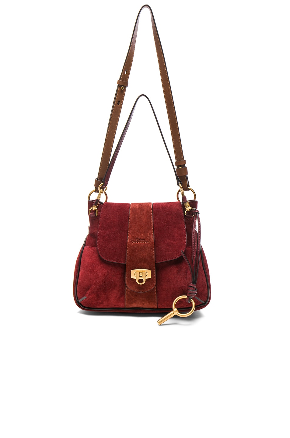 Chloe Small Lexa Suede Shoulder Bag In Sienna Red Fwrd Image 5 Of Chloe Small Lexa Suede Shoulder Bag In Sienna Red