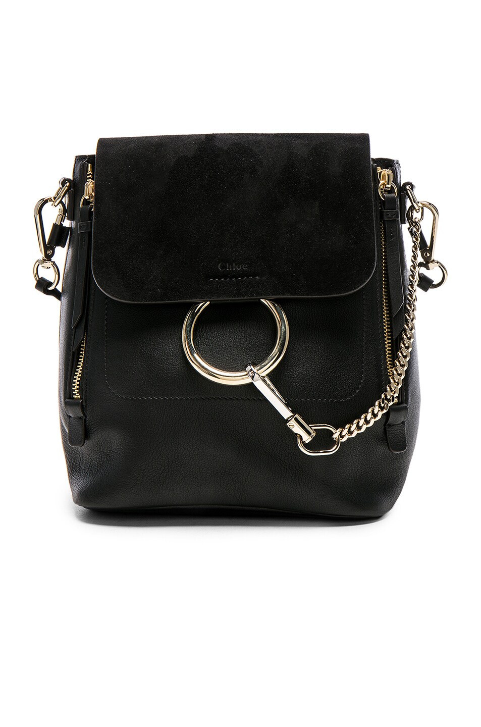 Image 1 of Chloe Small Faye Backpack Suede & Calfskin in Black