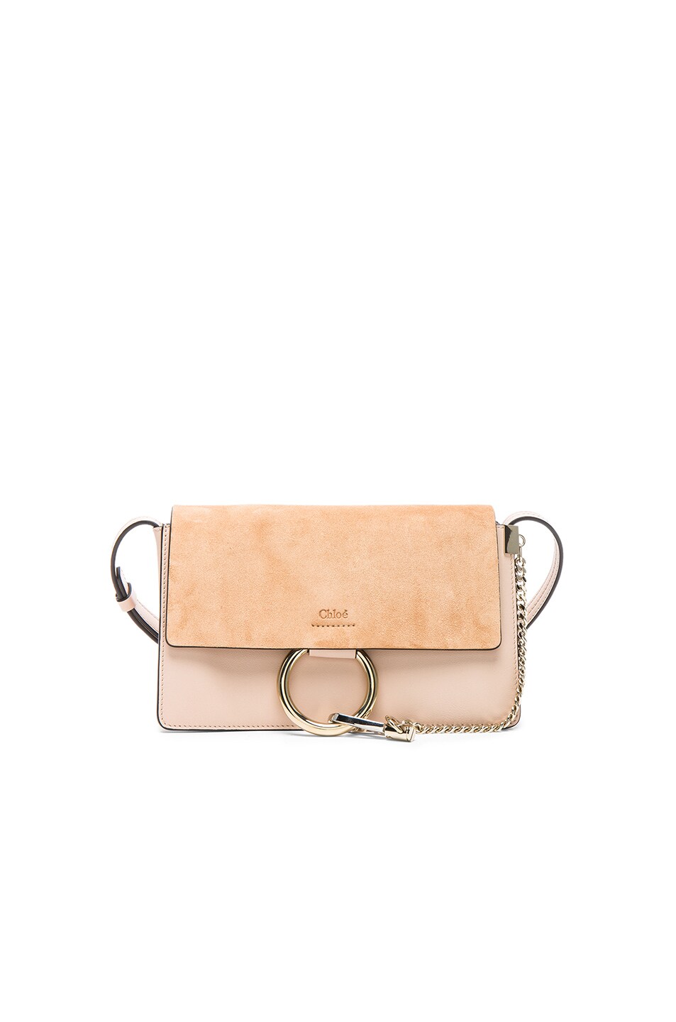 Image 1 of Chloe Small Faye Suede & Calfskin Shoulder Bag in Cement Pink