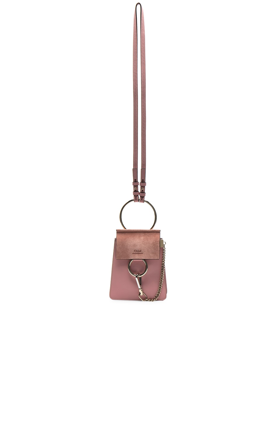 Image 1 of Chloe Small Faye Suede & Calfskin Bracelet Bag in Washed Pink