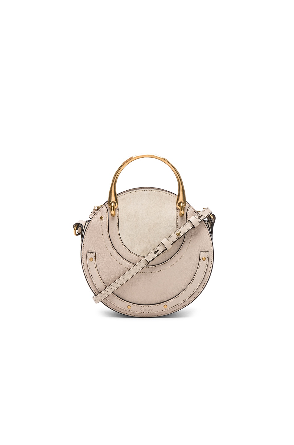 Image 1 of Chloe Small Pixie Shiny Goatskin, Calfskin & Suede Double Handle Bag in Abstract White