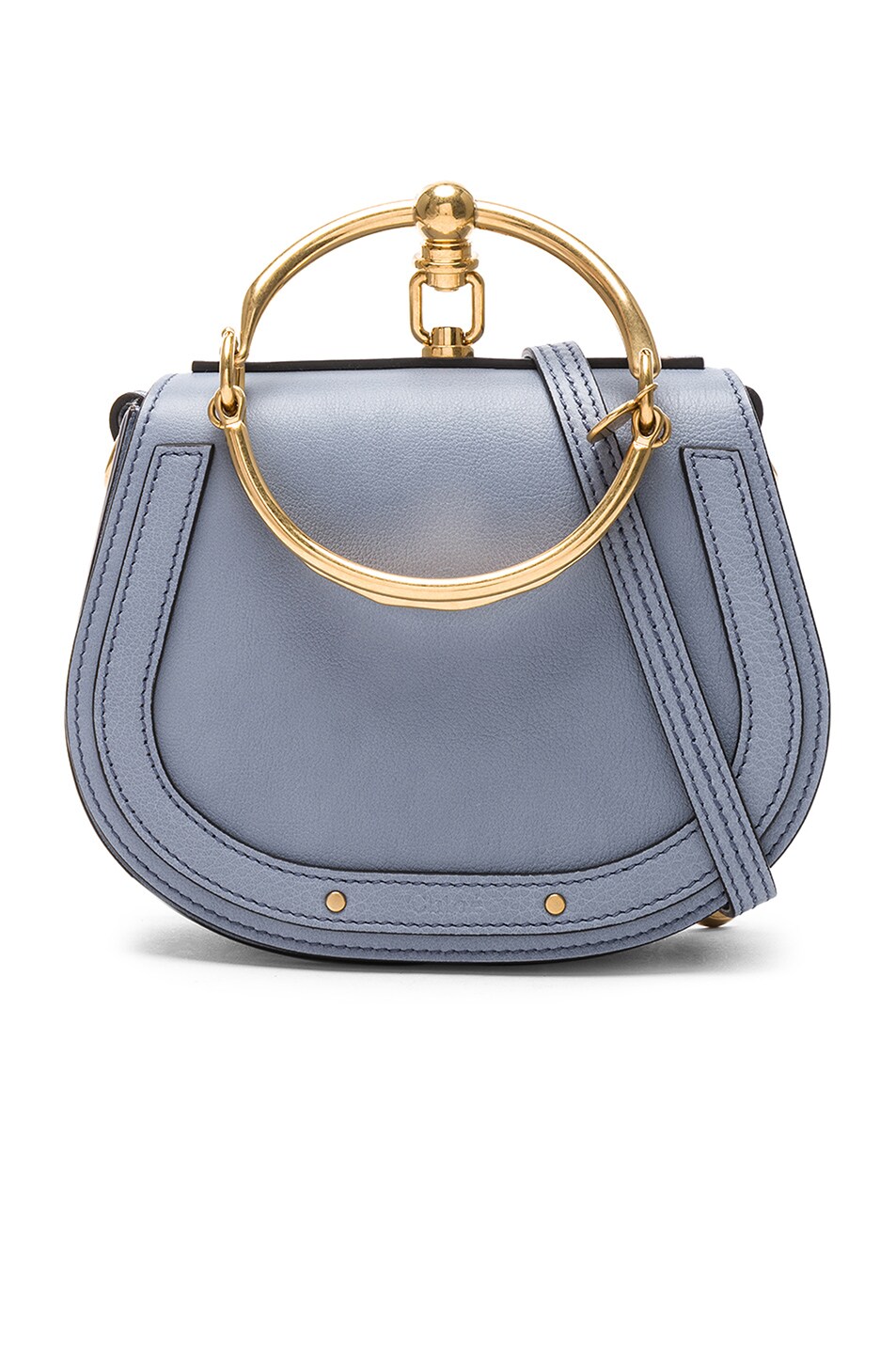 Image 1 of Chloe Small Nile Calfskin & Suede Bracelet Bag in Washed Blue