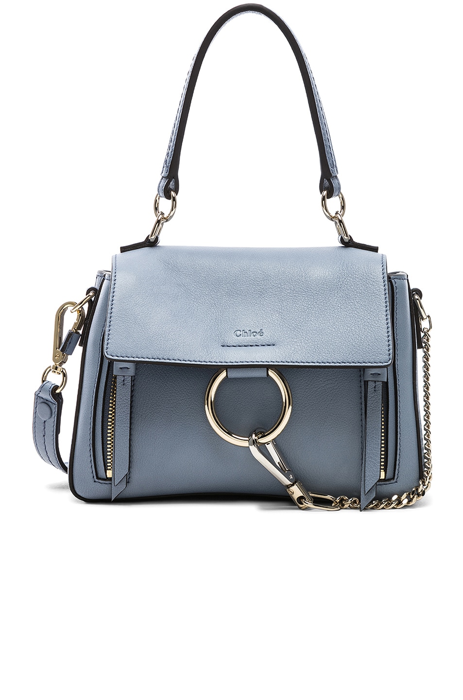Image 1 of Chloe Mini Faye Calfskin & Suede Day Bag in Washed Blue