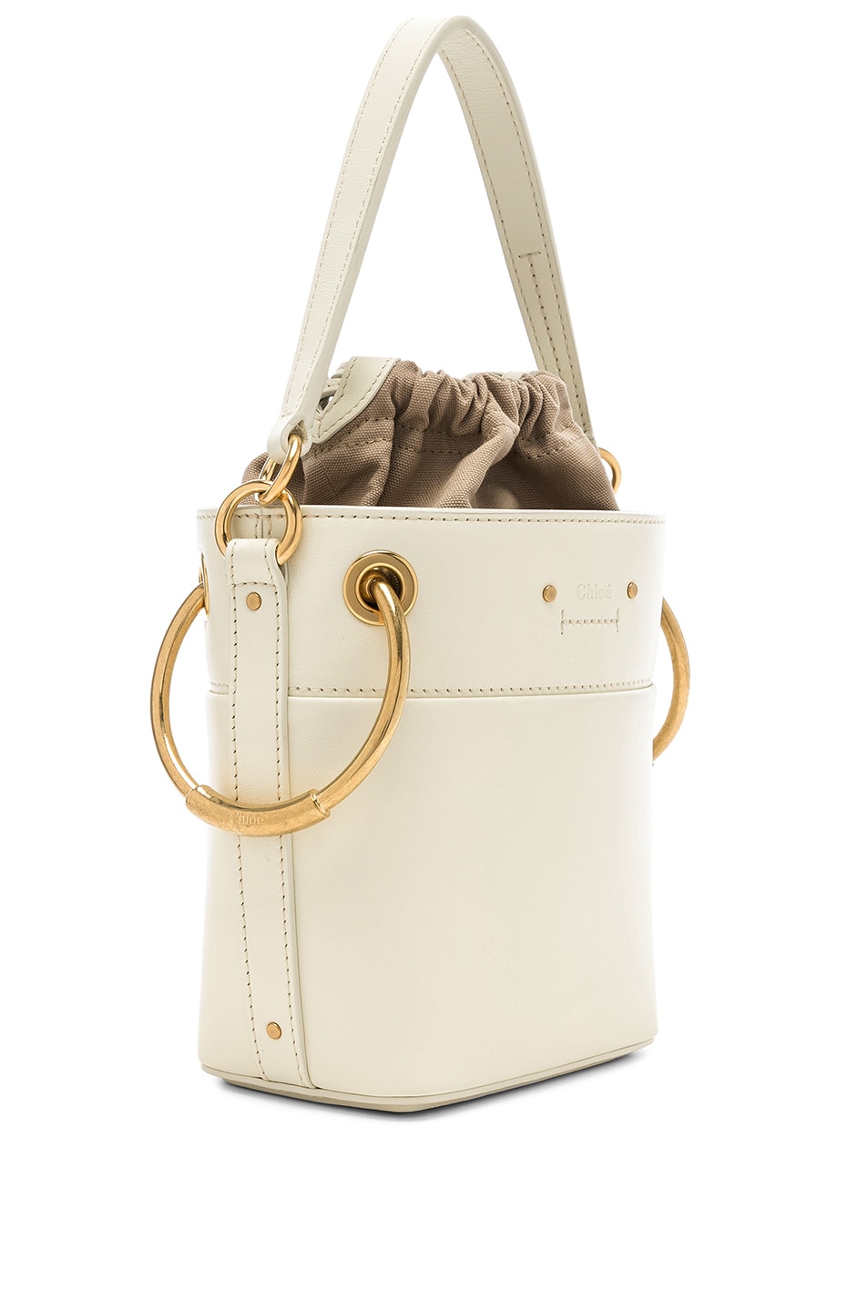 Chloe Mini Roy Calfskin Bucket Bag in Natural White | FWRD