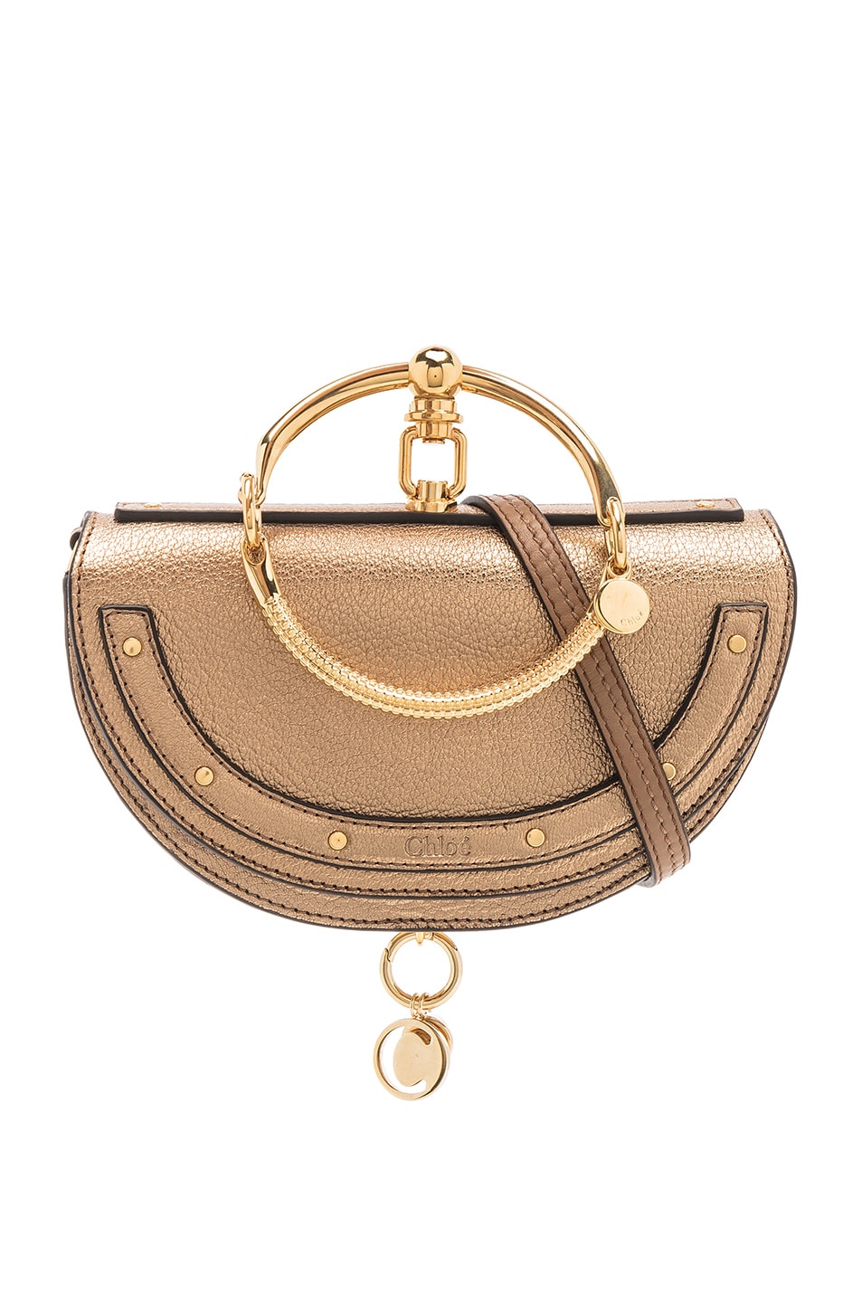 Image 1 of Chloe Small Nile Leather Metallic Minaudiere in Gold