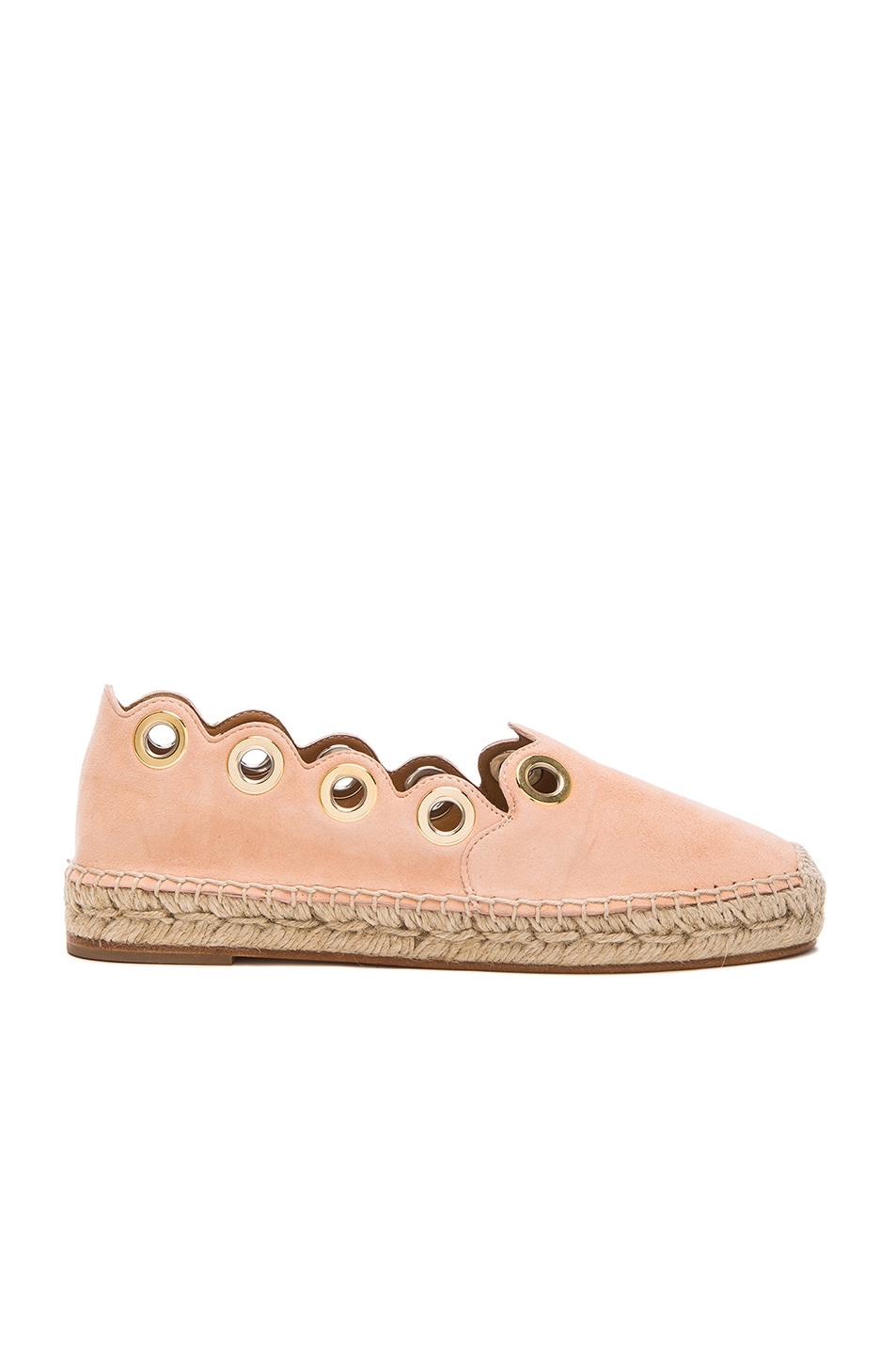 Image 1 of Chloe Suede Scalloped Espadrilles in Nude Pink