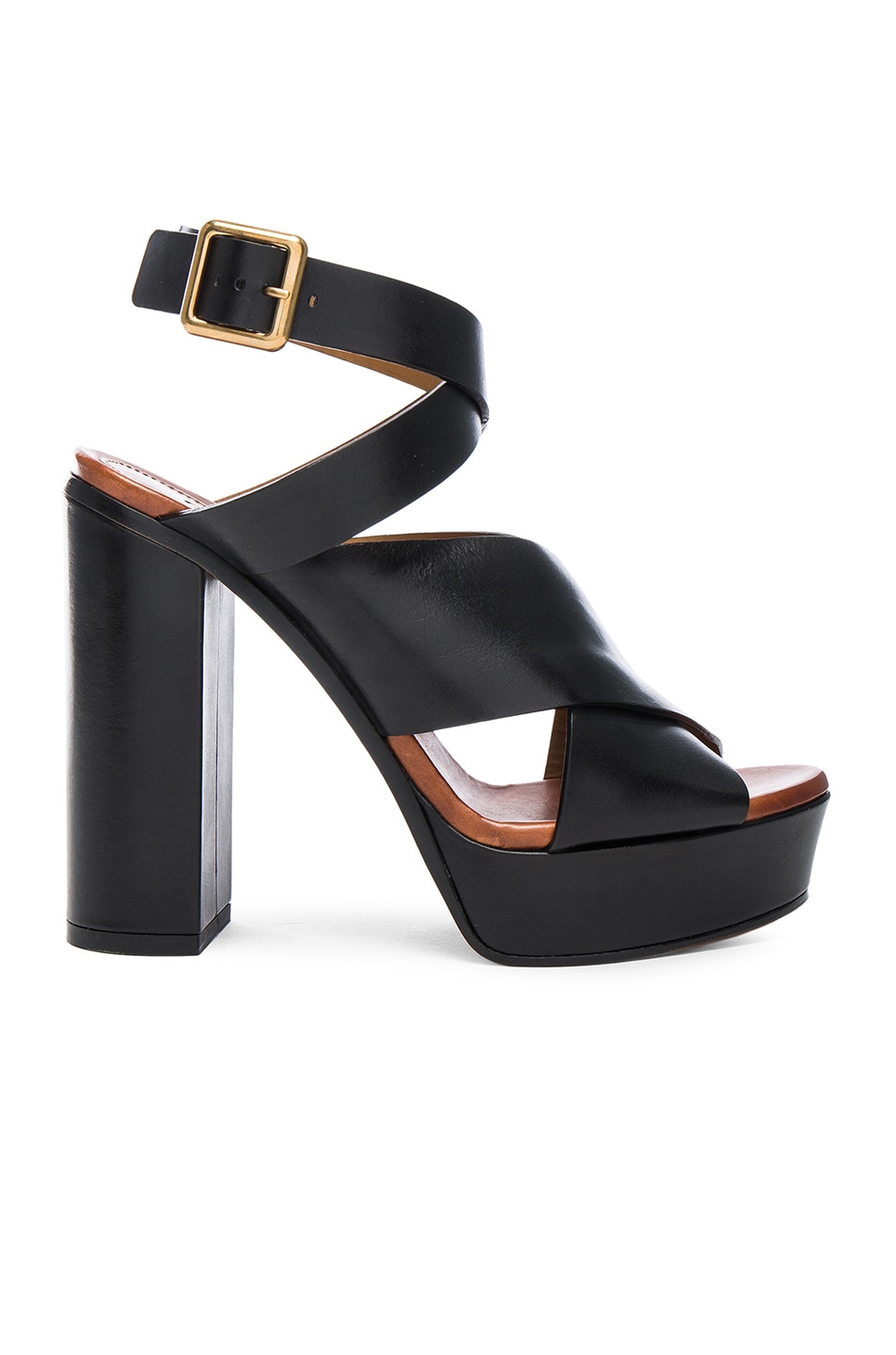 Image 1 of Chloe Strappy Leather Platform Sandals in Black