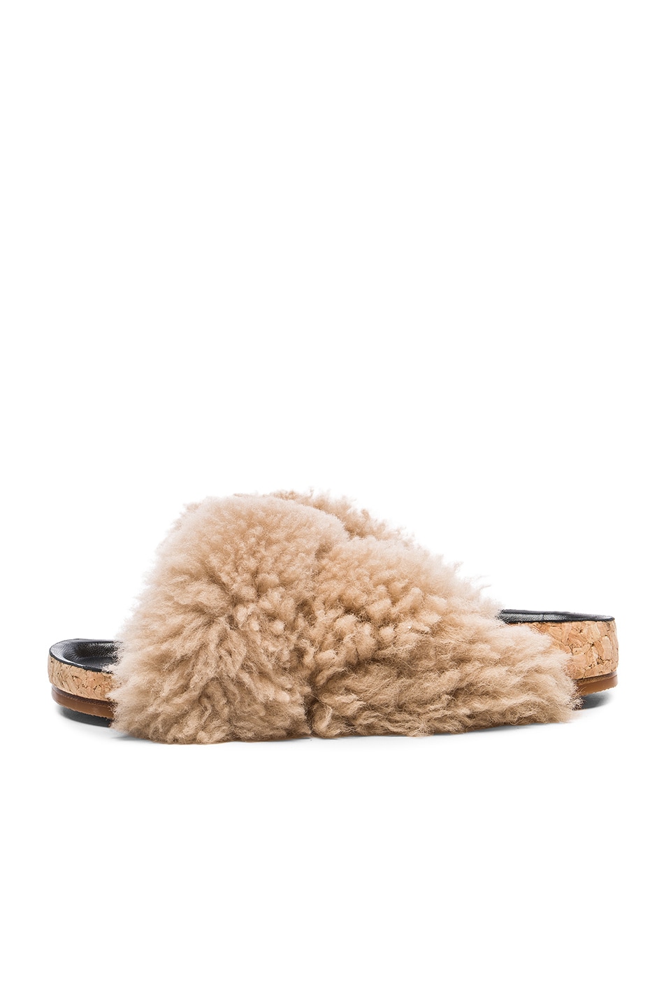 Chloe Kerenn Shearling Fur Sandals in Fawn | FWRD