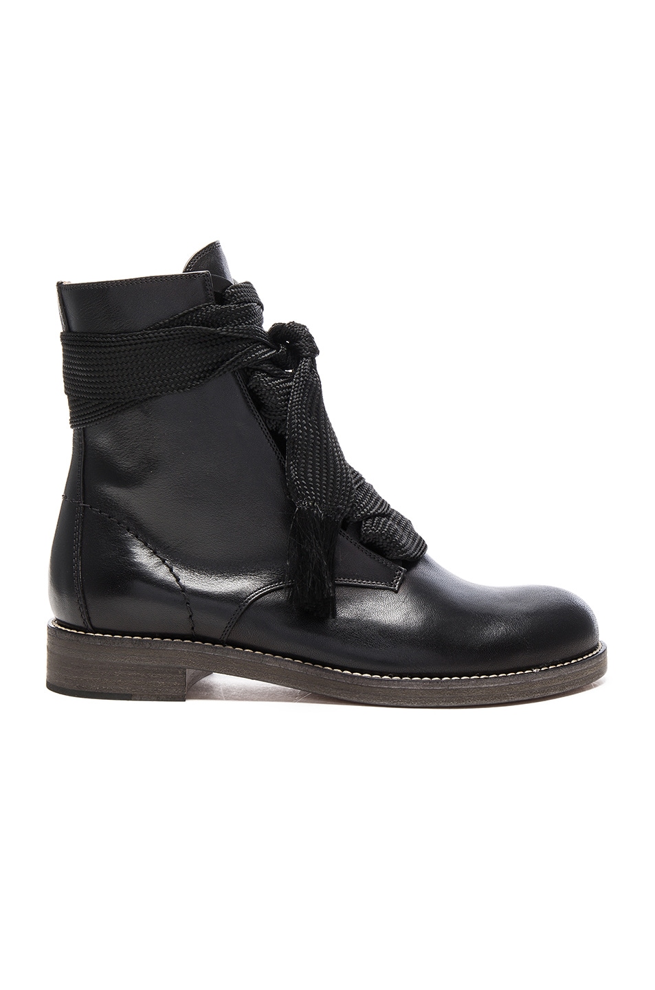 Image 1 of Chloe Leather Harper Lace Up Boots in Black