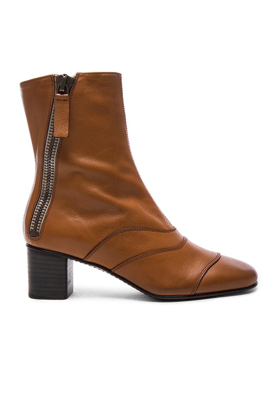 Image 1 of Chloe Leather Lexie Low Boots in Tan