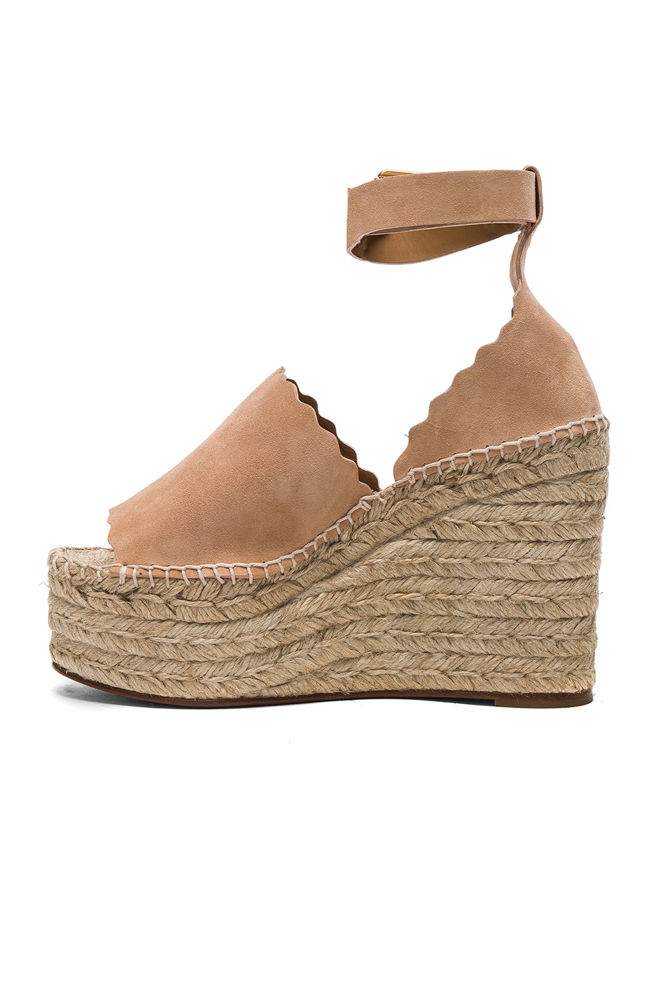 Chloe Suede Lauren Espadrille Wedges in Reef Shell | FWRD