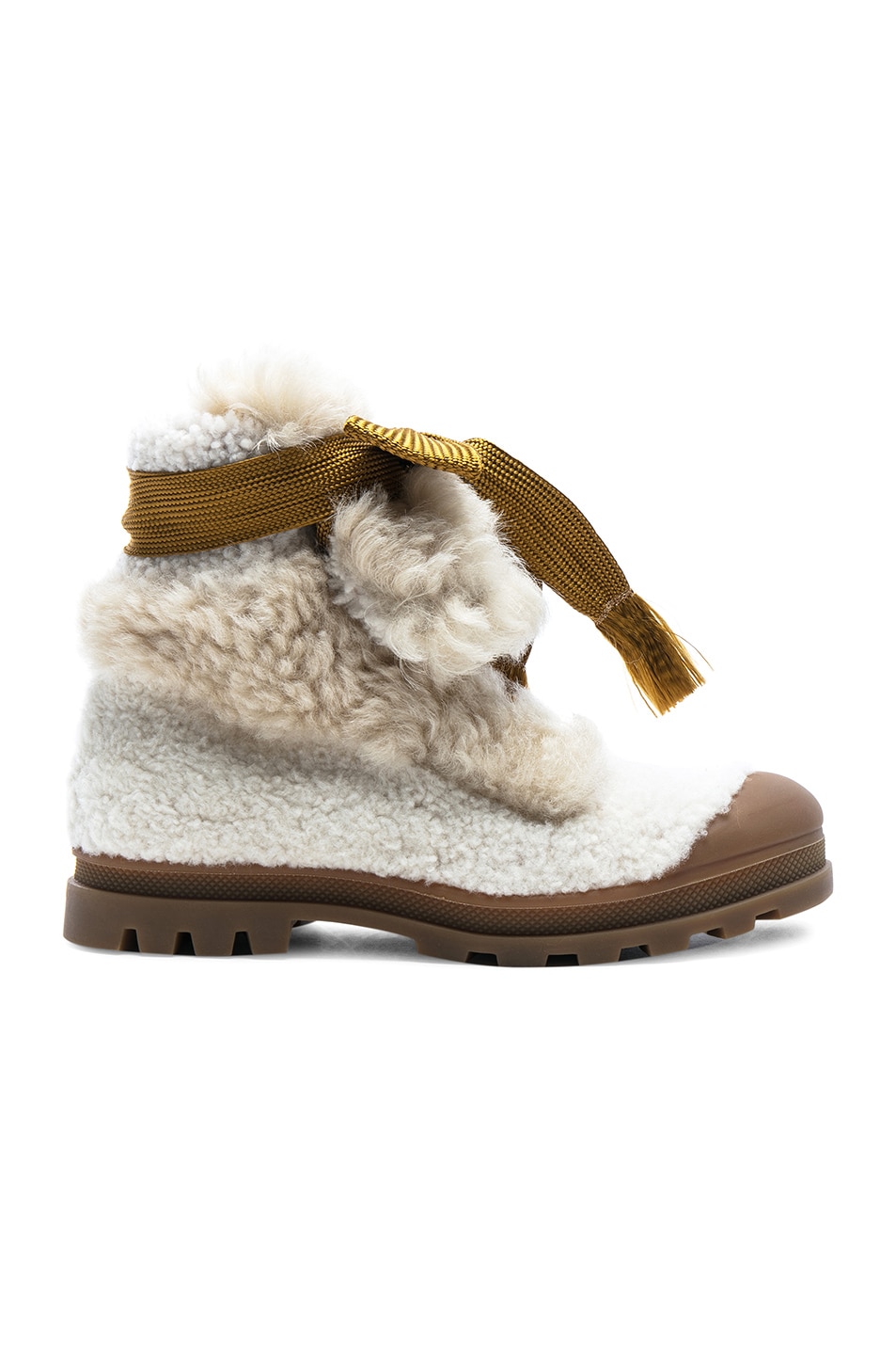 Image 1 of Chloe Parker Shearling Hiking Boots in Eden White