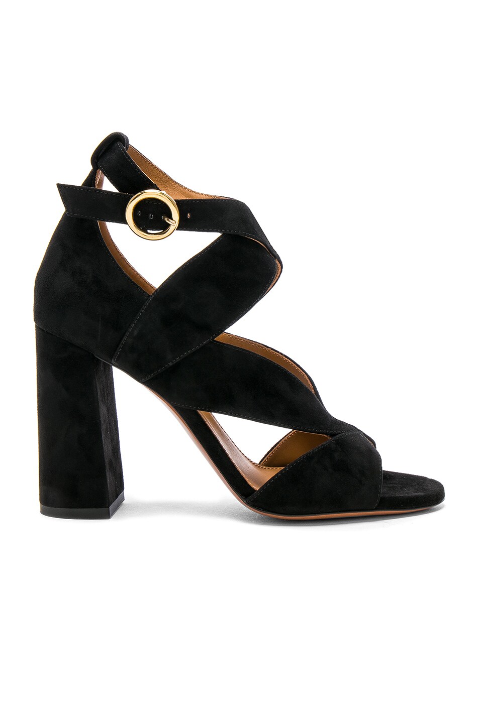 Image 1 of Chloe Suede Graphic Leaves Sandals in Black