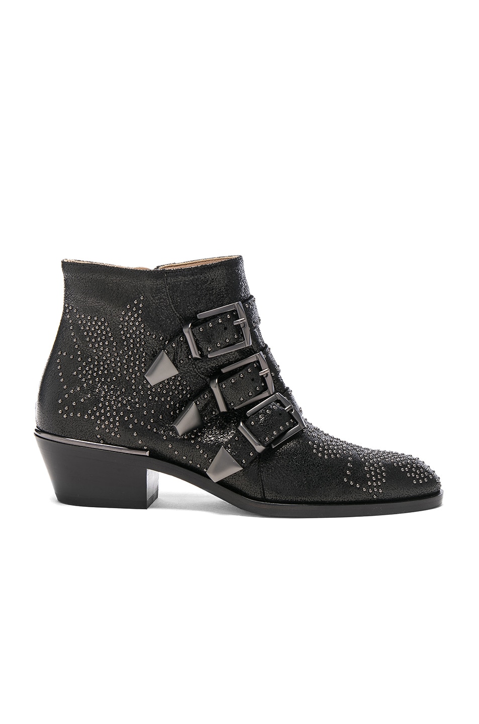 Image 1 of Chloe Susanna Metallic Leather Studded Booties in Black