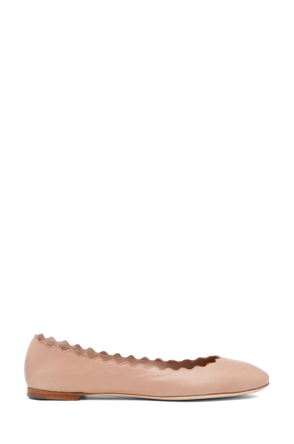 Image 1 of Chloe Leather Scalloped Flats in Nude