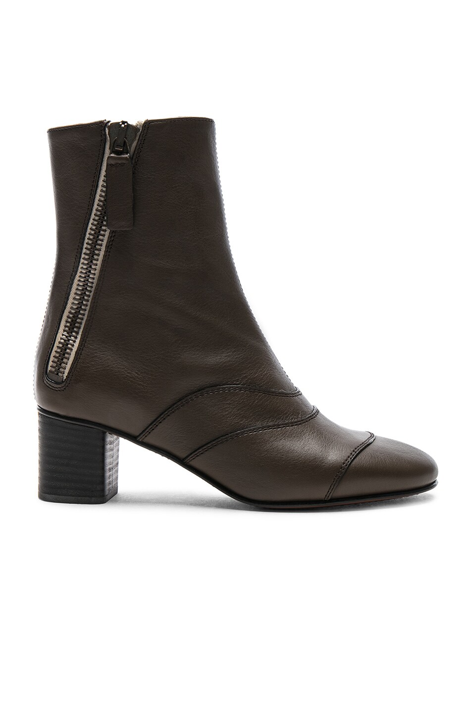 Image 1 of Chloe Leather Lexie Short Boots in Unclear Brown