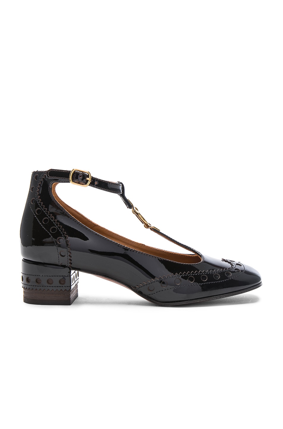 Image 1 of Chloe Patent Leather Perry Pumps in Past Brown