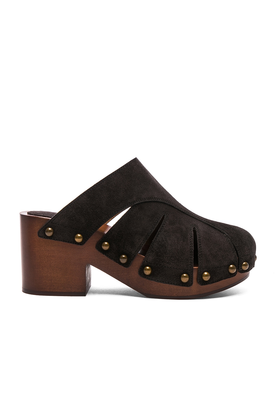 Image 1 of Chloe Suede Quinty Clogs in Charcoal Black