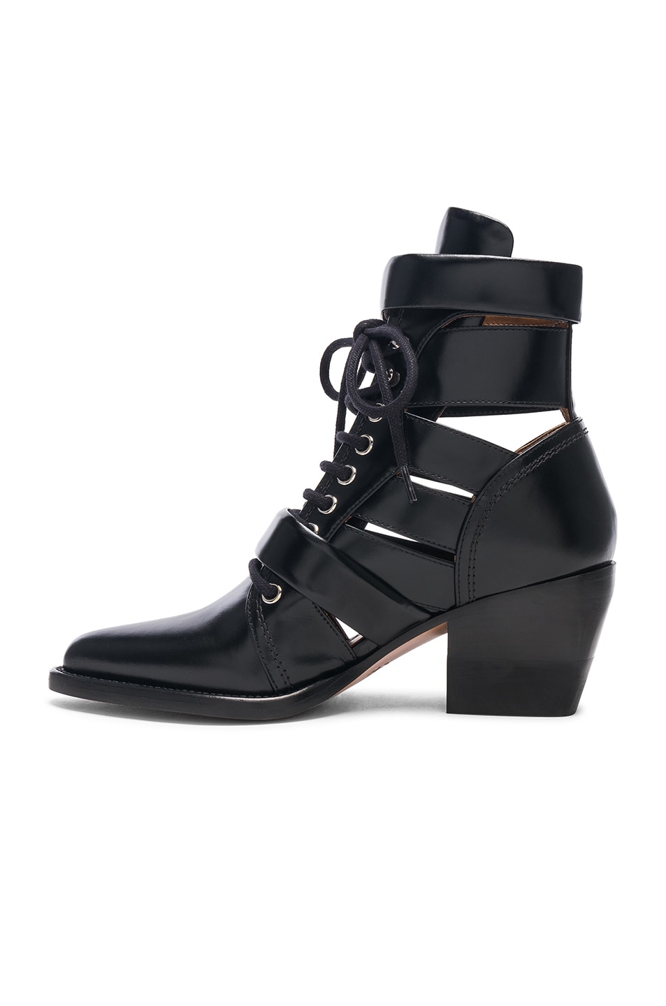 Chloe Rylee Leather Lace Up Buckle Boots in Black | FWRD