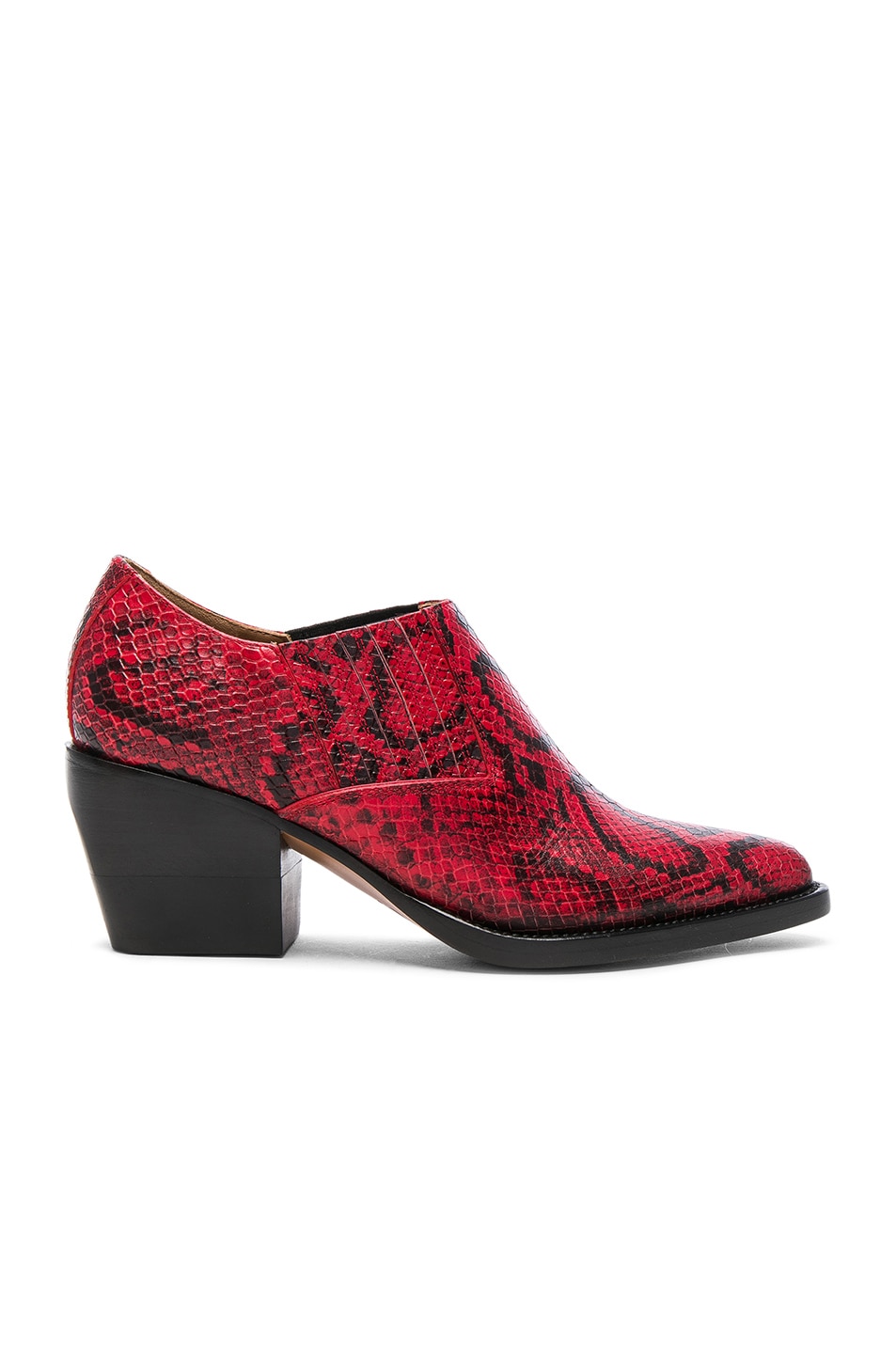 Image 1 of Chloe Rylee Python Print Leather Ankle Boots in Gypsy Red