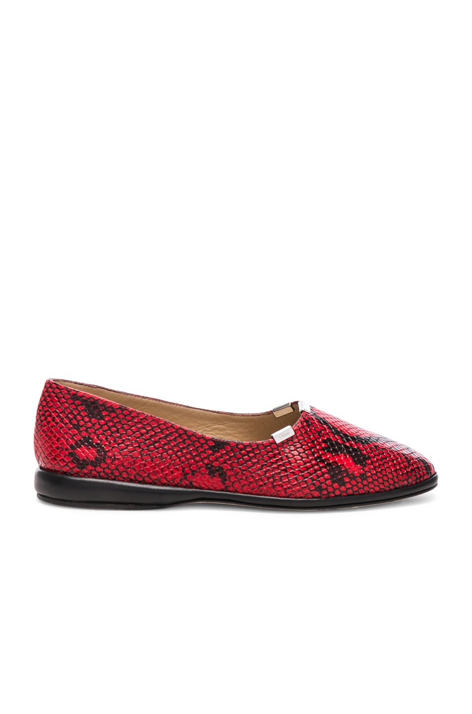 Image 1 of Chloe Skye Python Print Leather Flats in Gypsy Red