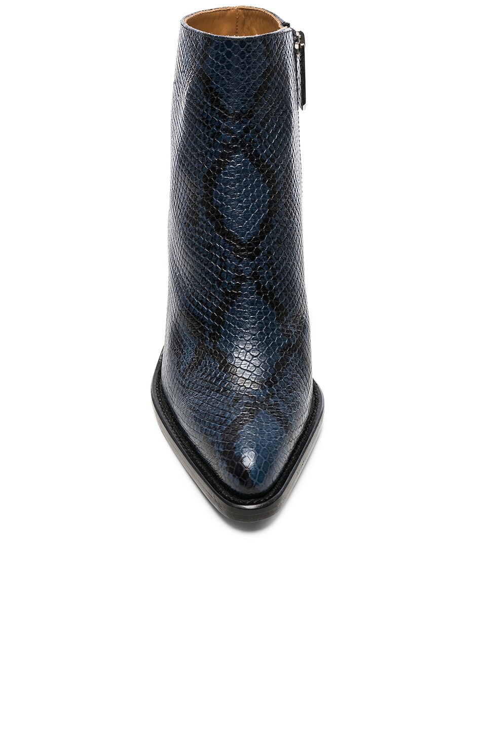 Chloe Rylee Python Print Leather Ankle Boots in Navy Ink | FWRD