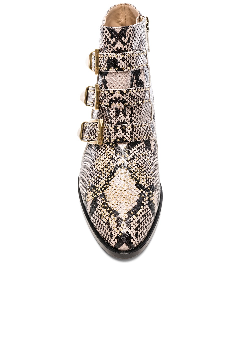 Chloe Susanna Python Print Leather Studded Ankle Boots in Eternal Grey ...