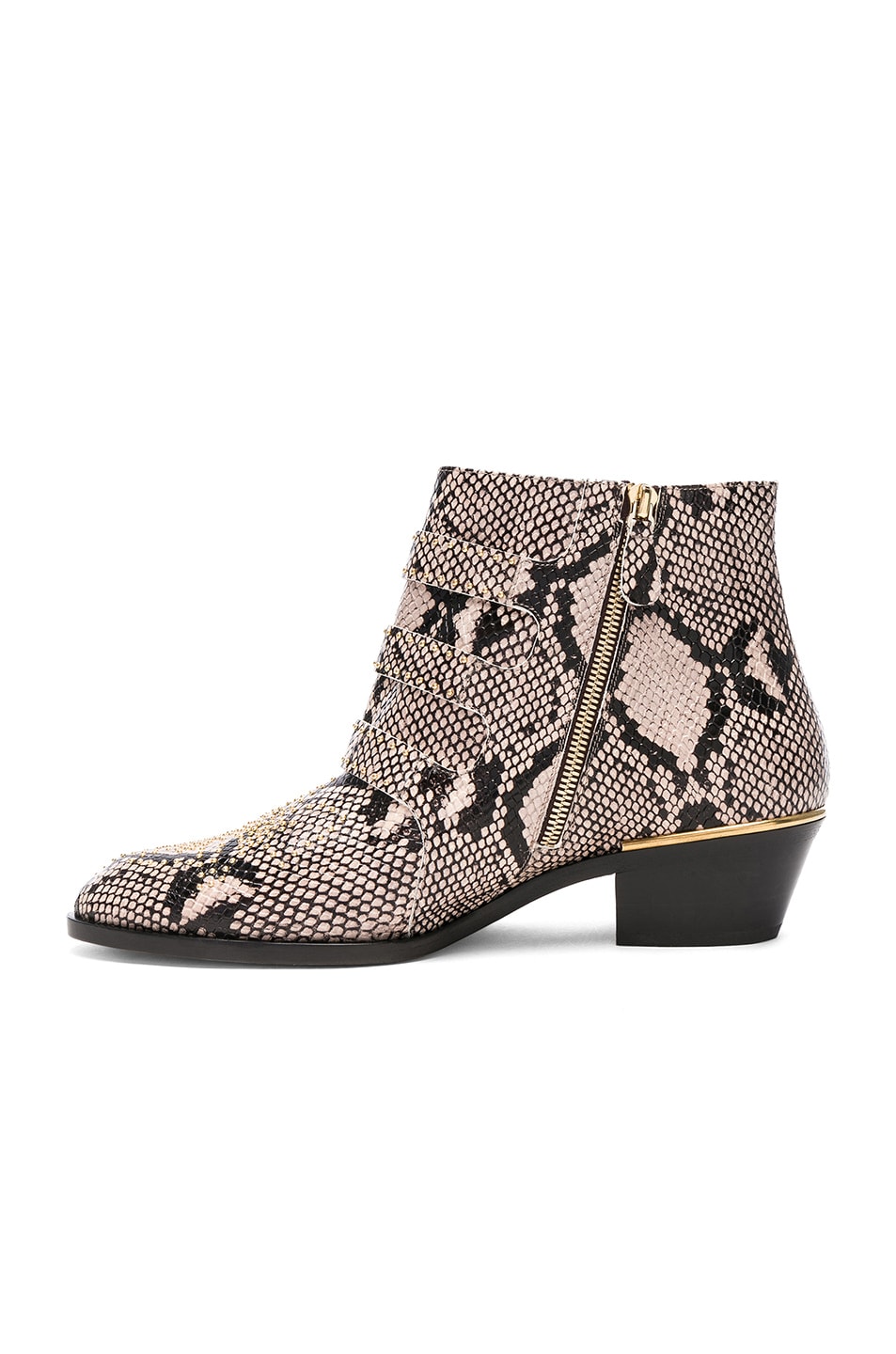 Chloe Susanna Python Print Leather Studded Ankle Boots in Eternal Grey ...