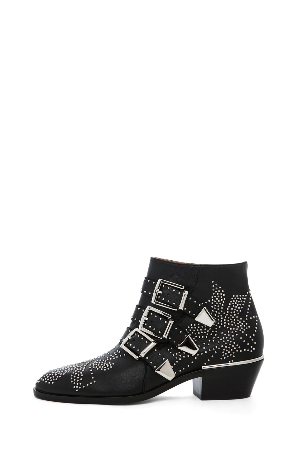 Image 1 of Chloe Susanna Leather Studded Booties in Black