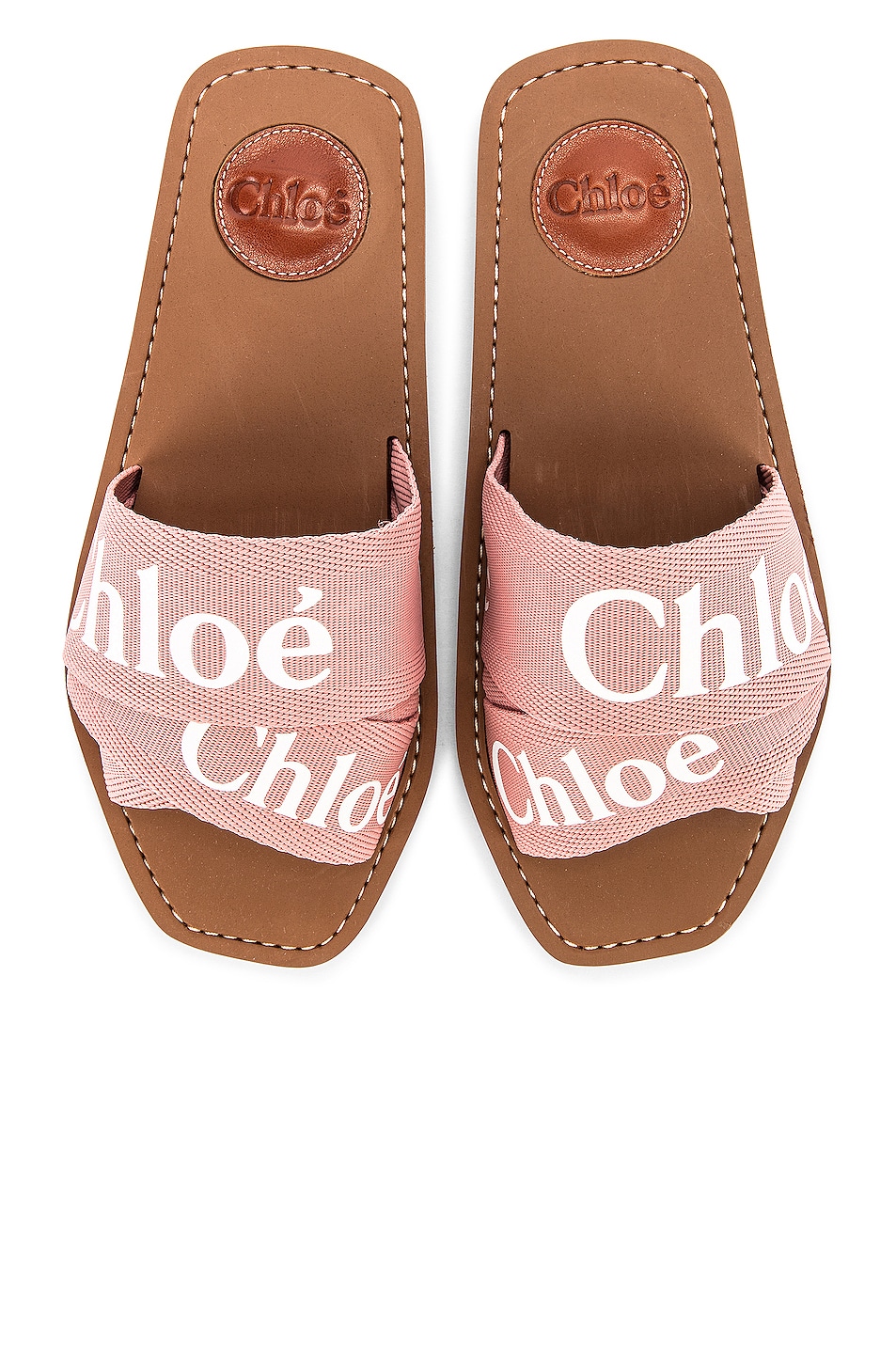 Image 1 of Chloe Woody Canvas Slides in Delicate Pink
