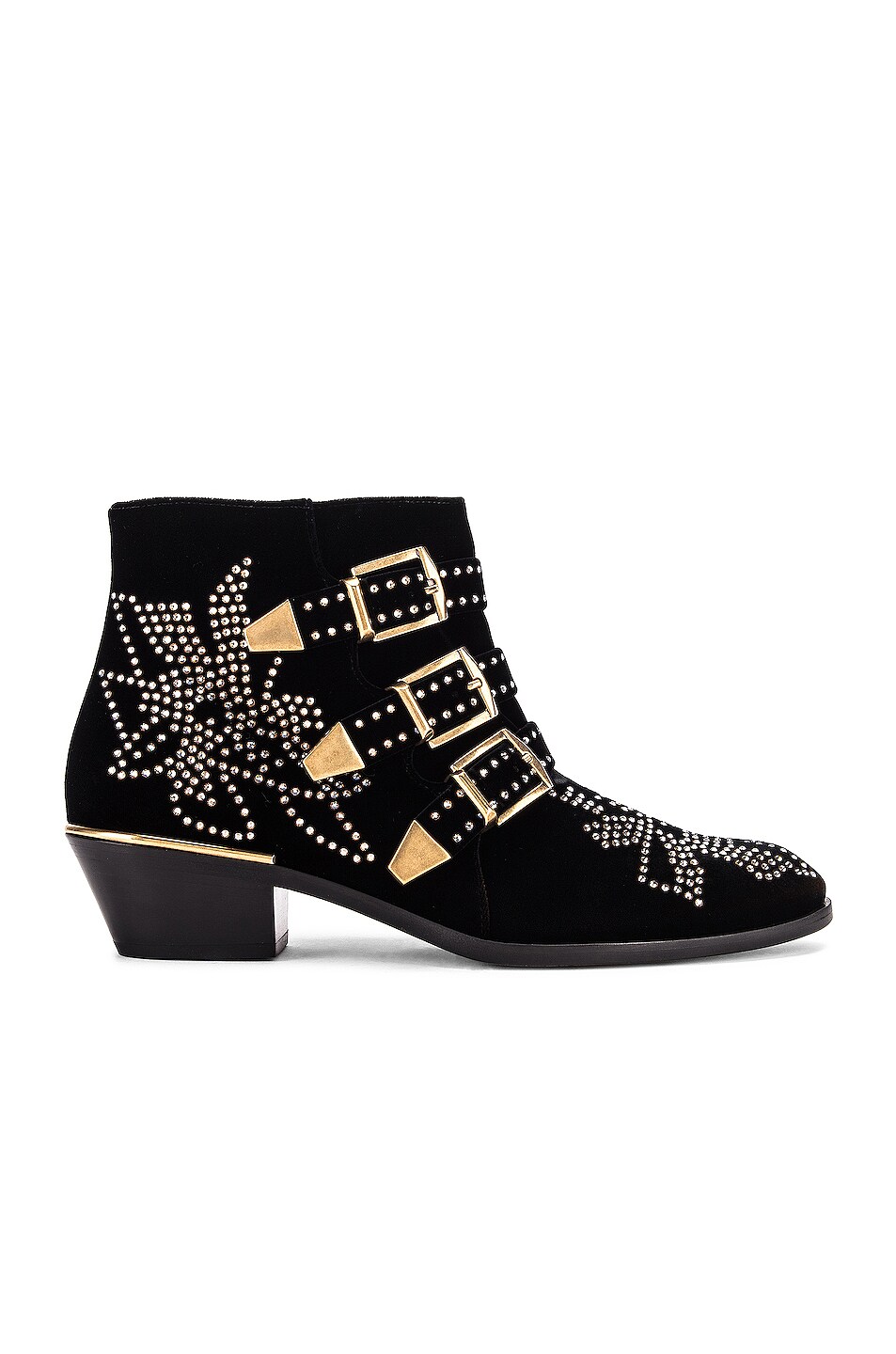 Image 1 of Chloe Susanna Velvet Ankle Boots in Black