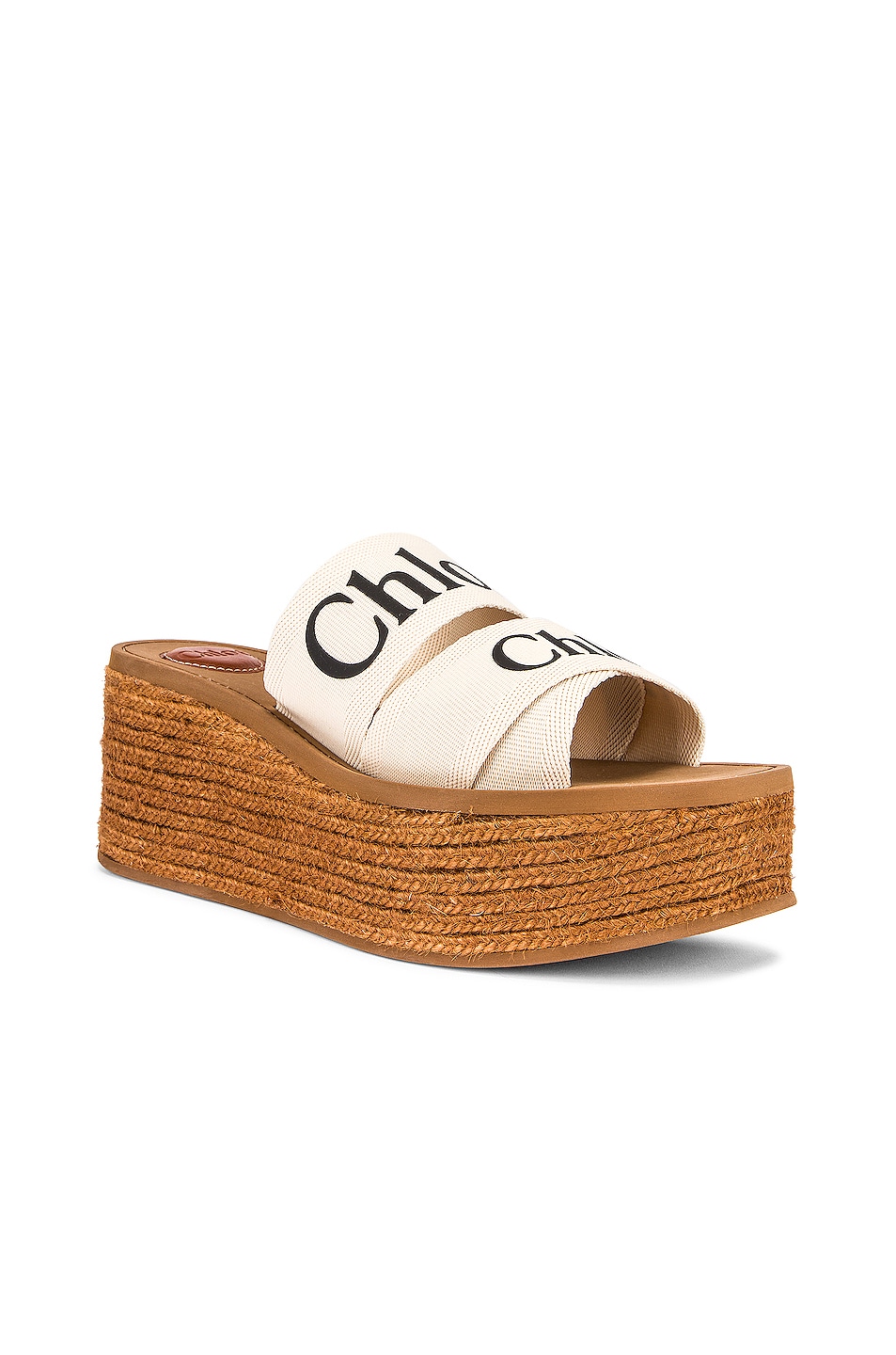 Image 1 of Chloe Woody Canvas Espadrille Mules in White