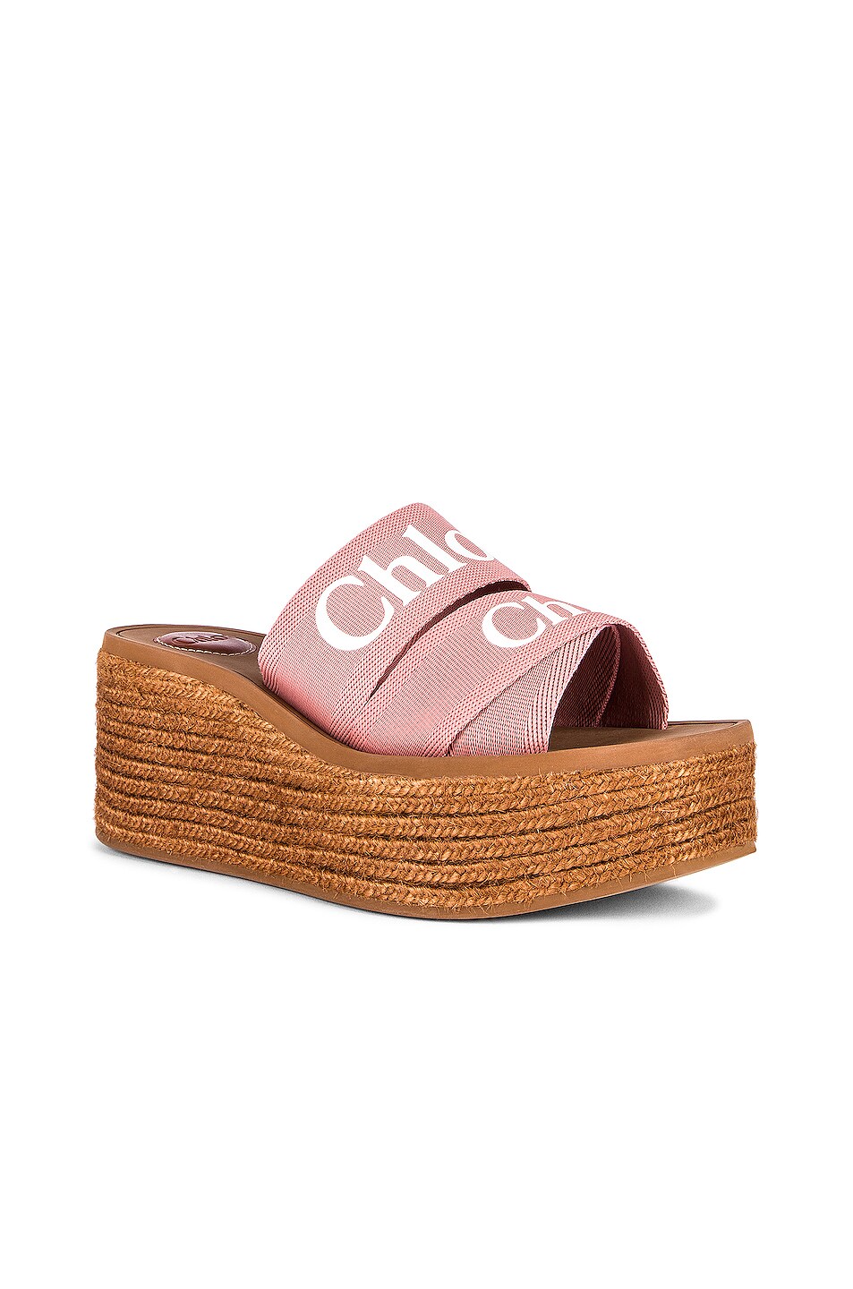 Image 1 of Chloe Woody Canvas Espadrille Mules in Delicate Pink