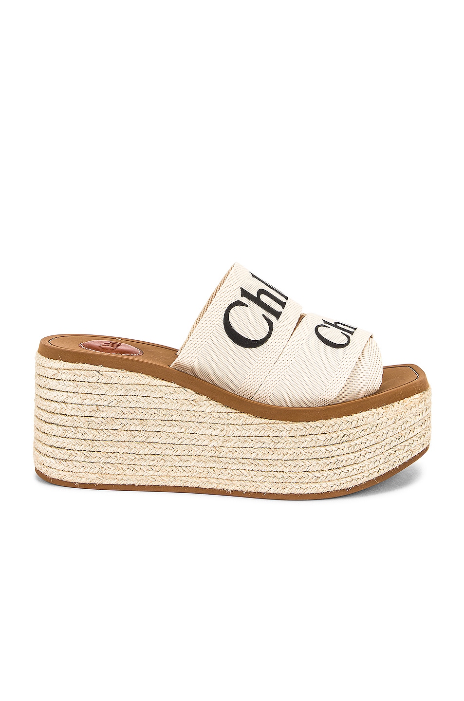 Image 1 of Chloe Woody Canvas Espadrille Mules in Soft White