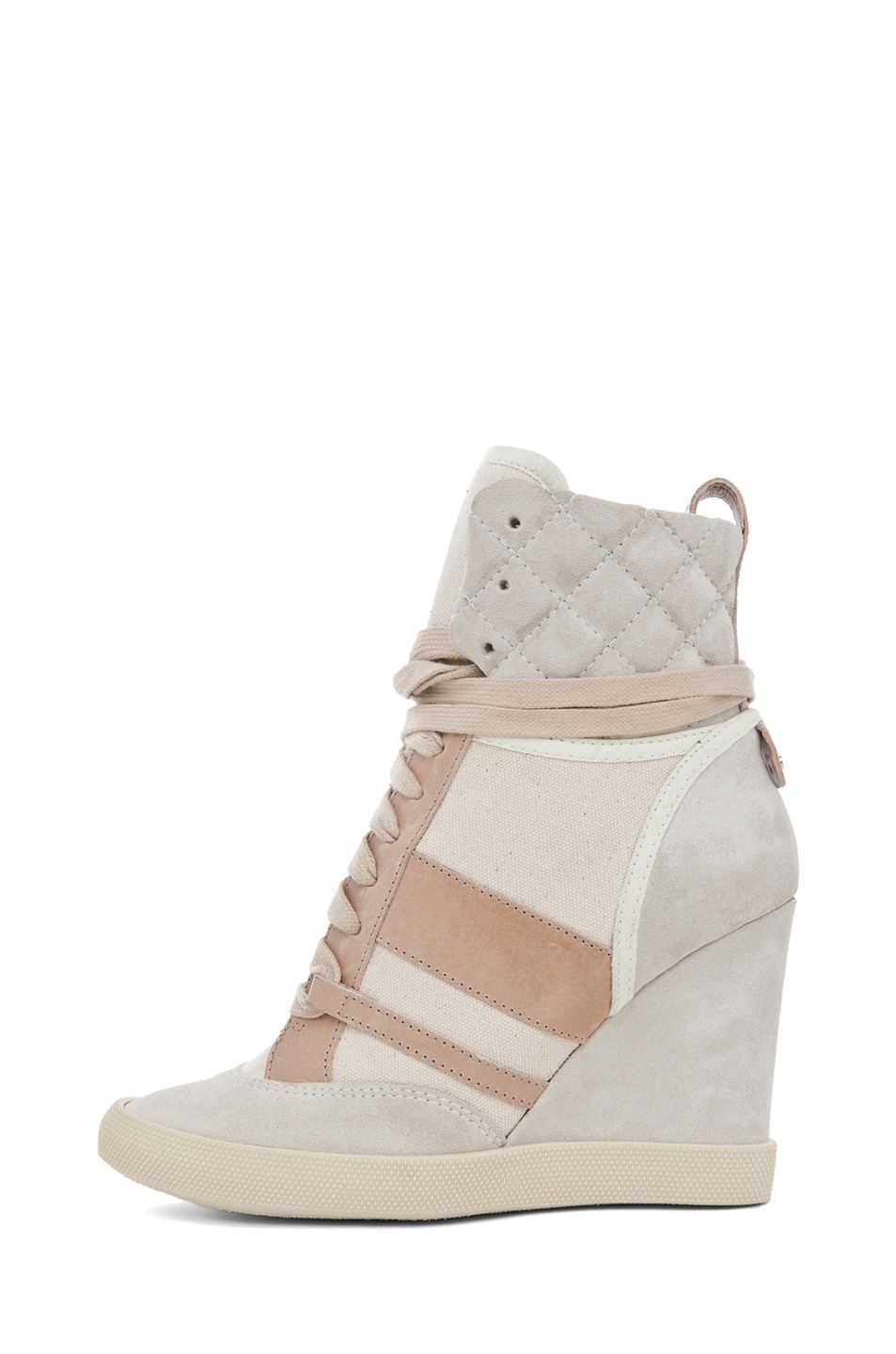 Image 1 of Chloe Kasia Suede & Canvas Sneaker Wedge in Ivory