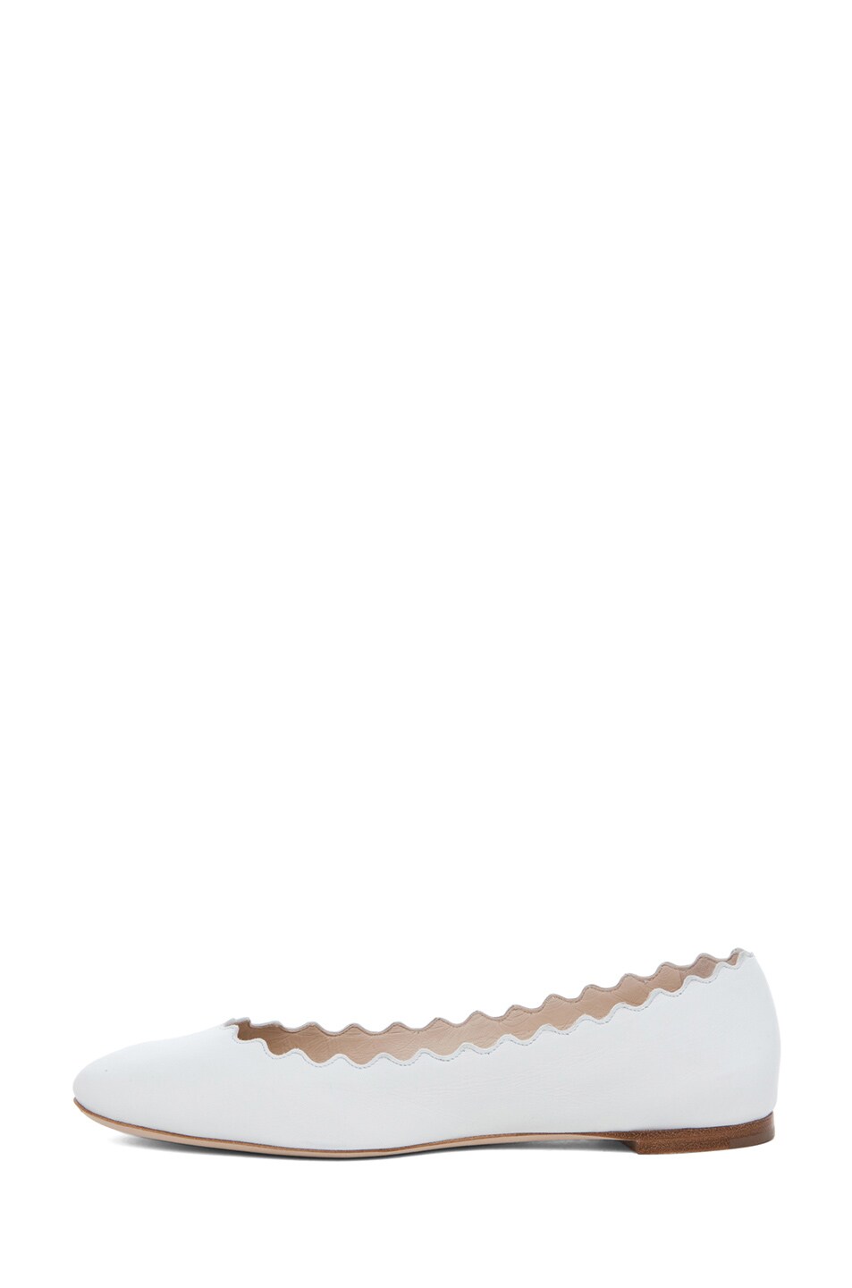 Image 1 of Chloe Leather Scallop Ballerina Flat in White