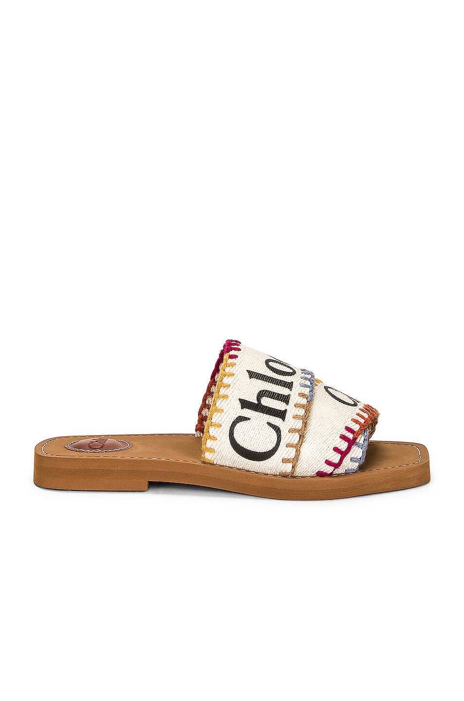 Image 1 of Chloe Woody Flat Slides in Multicolor White