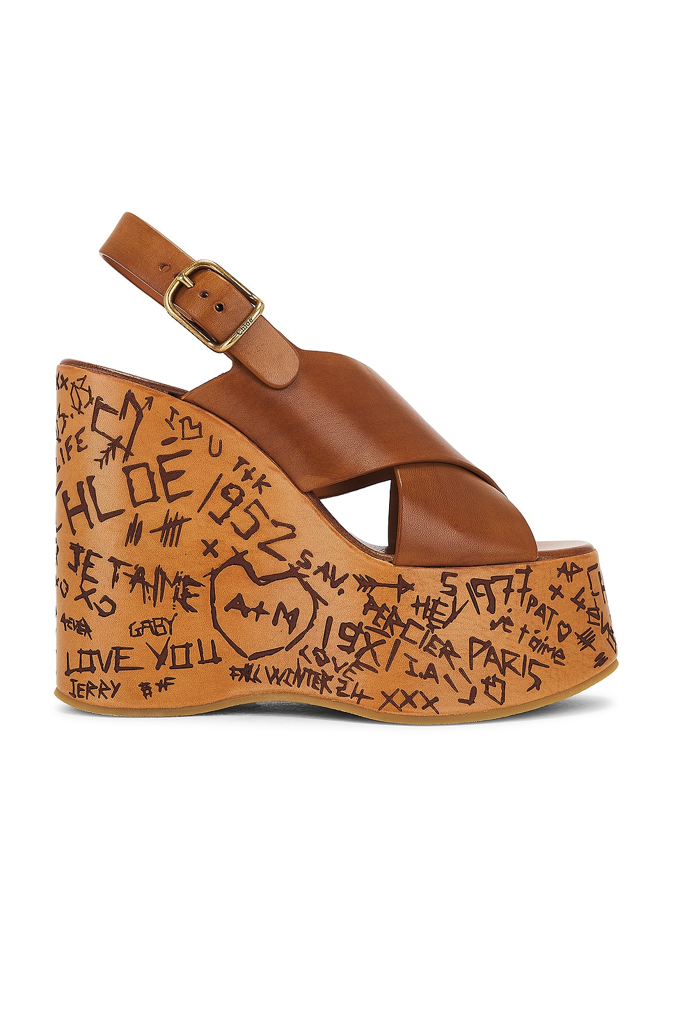 Image 1 of Chloe Maxime Wedge Sandal in Ginger Brown