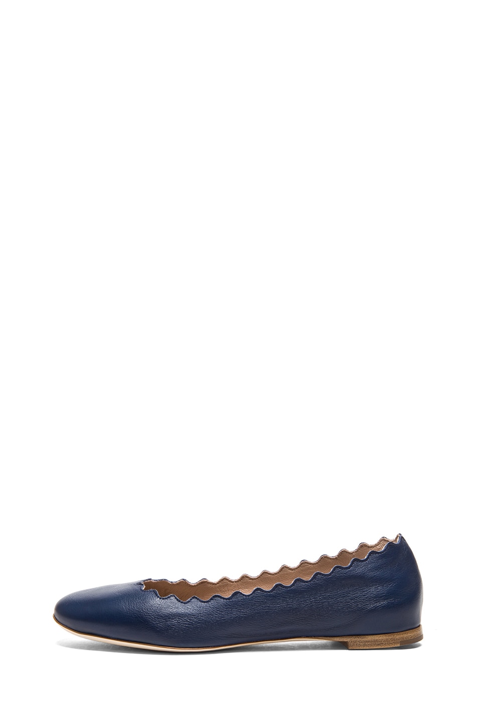 Image 1 of Chloe Lambskin Leather Scalloped Flats in Royal Navy