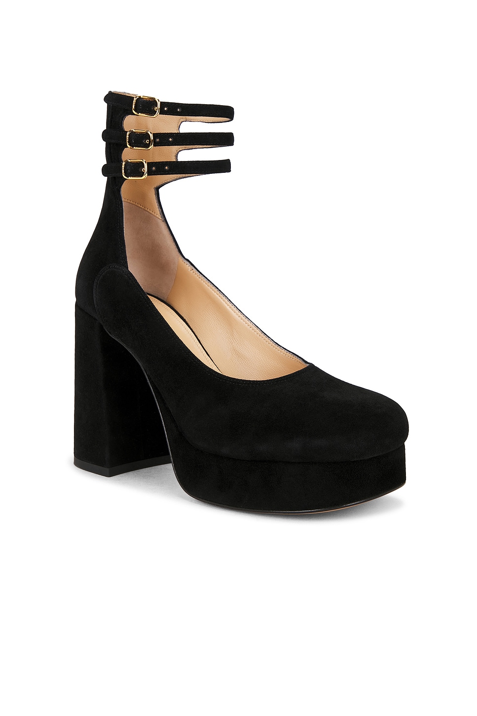 Chloé Loti Suede Platform Block-heel Pumps In Black