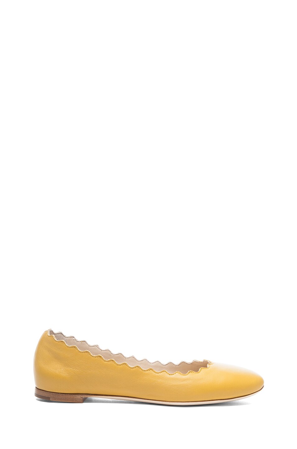 Image 1 of Chloe Leather Scalloped Flats in Light Sand