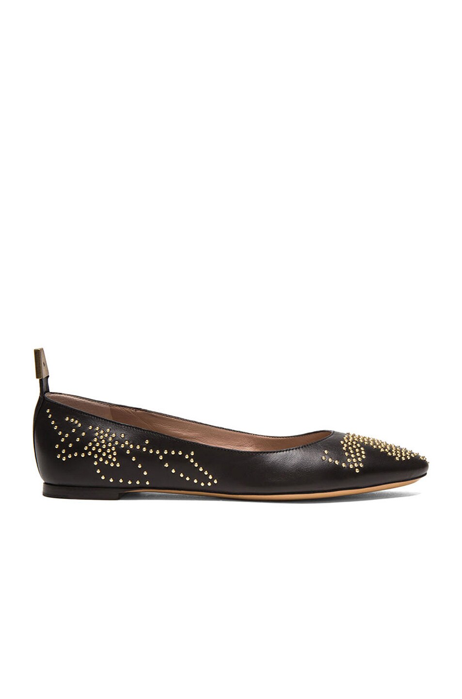 Image 1 of Chloe Studded Leather Flats in Black