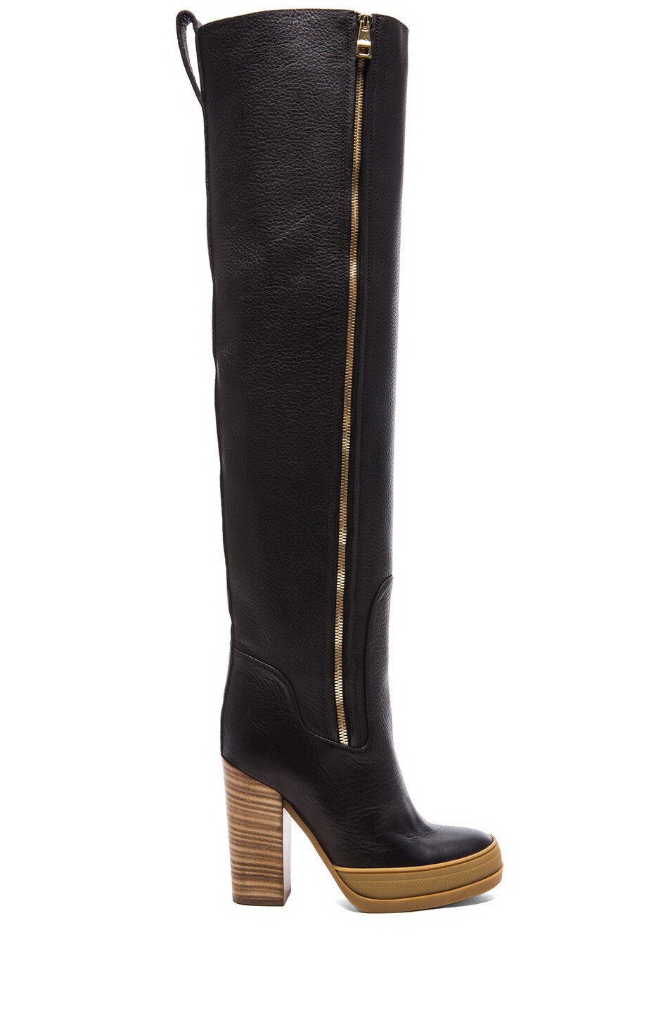 Image 1 of Chloe 40MM Over the Knee Leather Boots in Black