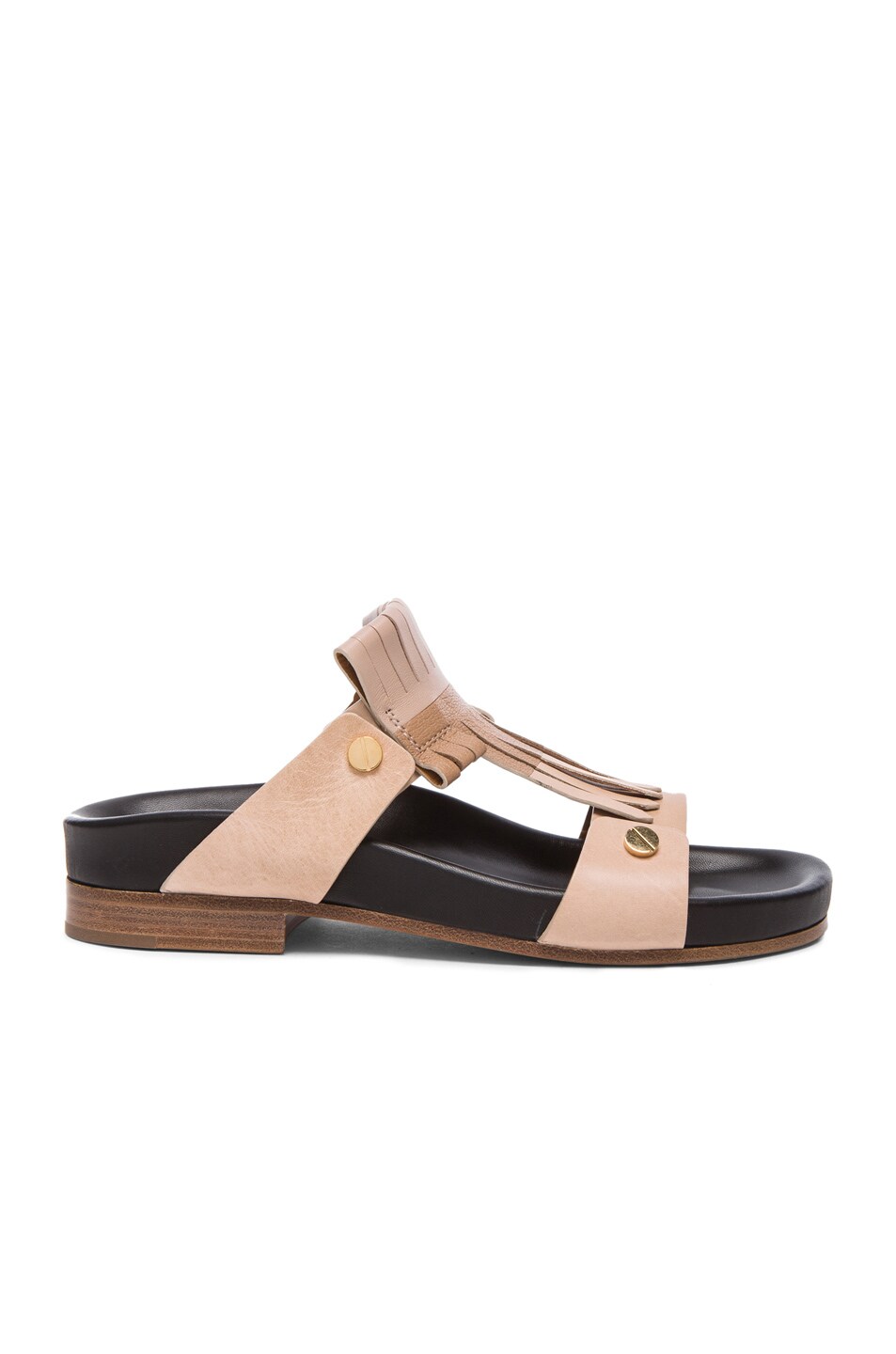 Image 1 of Chloe Fringe Leather Sandals in Nude