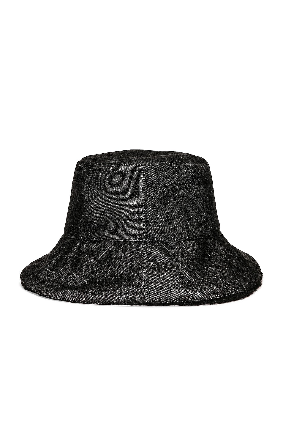 Reversible Denim Sherpa Bucket Hat in Black
