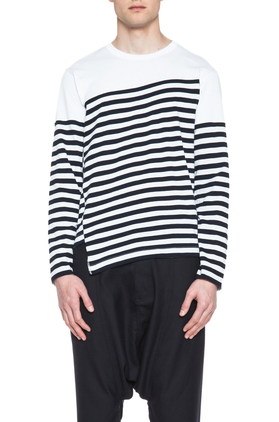 Image 1 of COMME des GARCONS SHIRT Border Stripe Cotton Tee in White