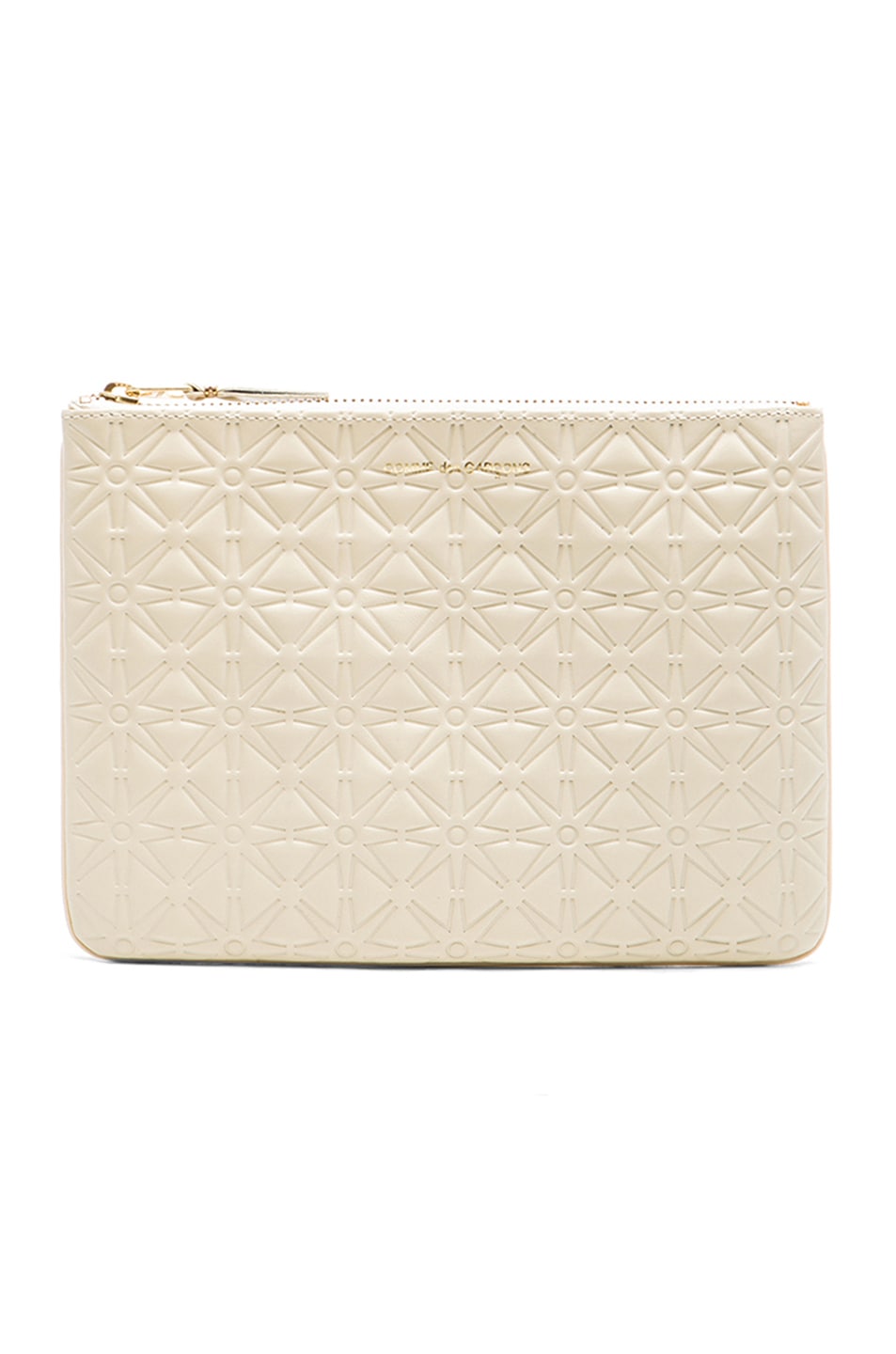 Star Embossed Pouch in White